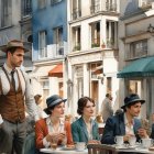 Young men in stylish outfits engaged in conversation