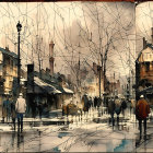 Serene Winter Landscape with Village and Snowy Trees