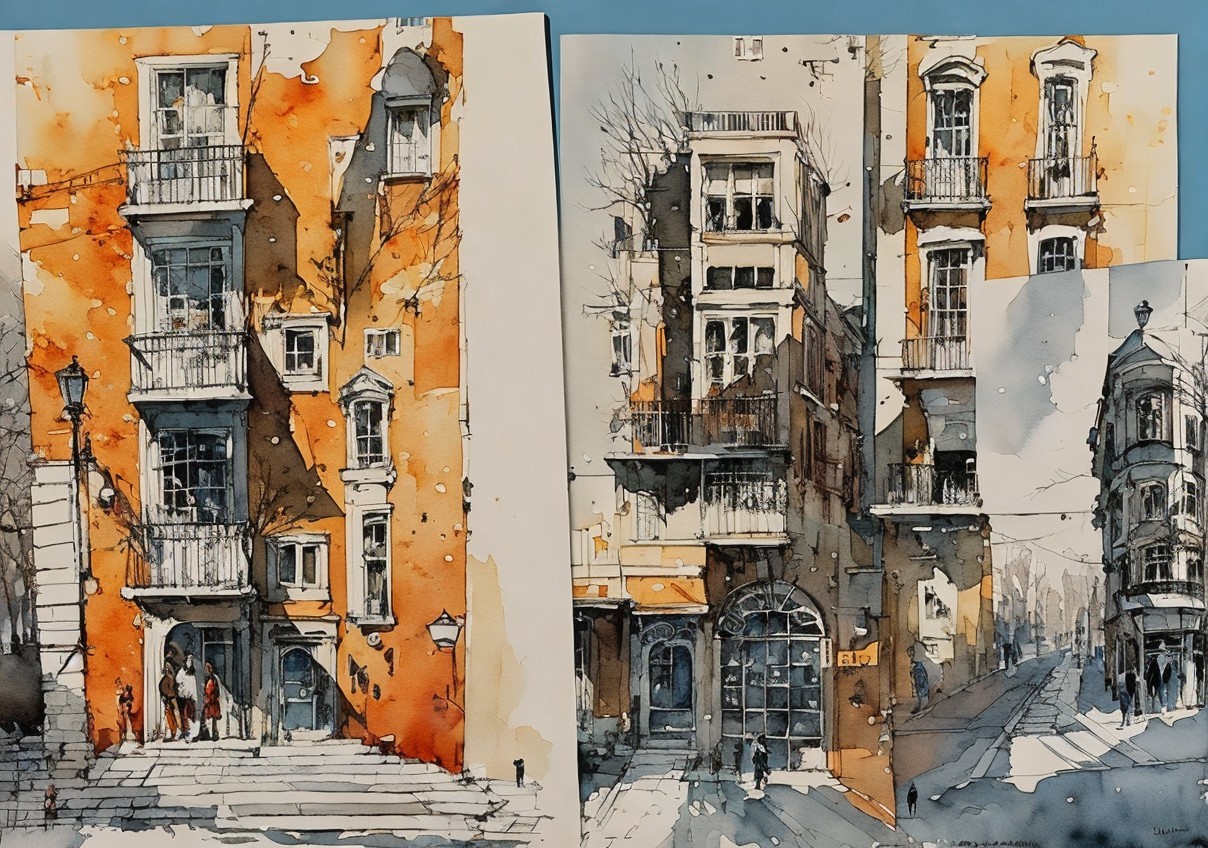 Watercolor Paintings of Vintage Urban Architecture