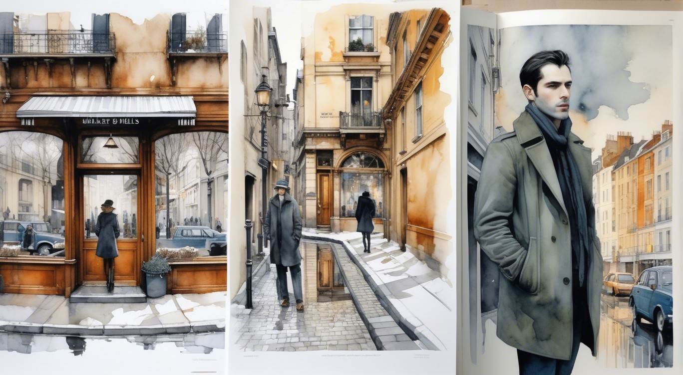 Three Artistic Panels of a Serene Urban Scene