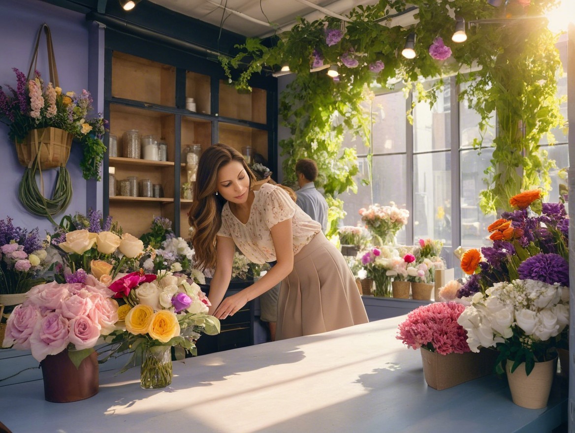 Bright Floral Shop with Colorful Bouquets and Greenery