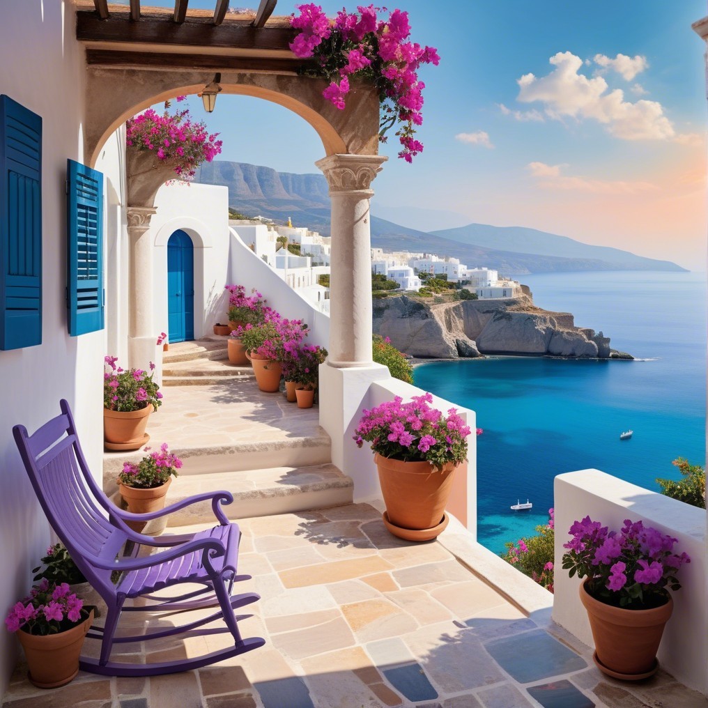 Coastal Scene with Pathway and Rocking Chair
