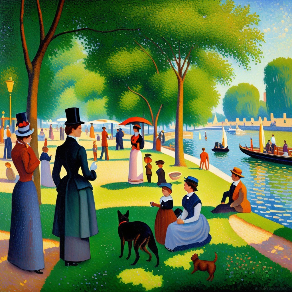 Vibrant Park Scene with Elegantly Dressed Individuals