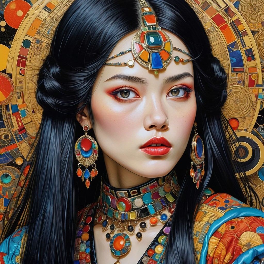 Elegant Portrait of a Woman with Vibrant Jewelry