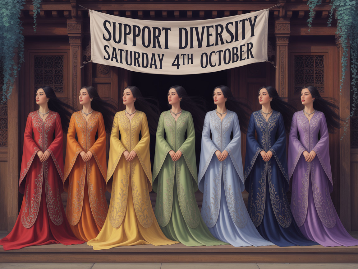 Seven Women in Colorful Robes Celebrating Diversity