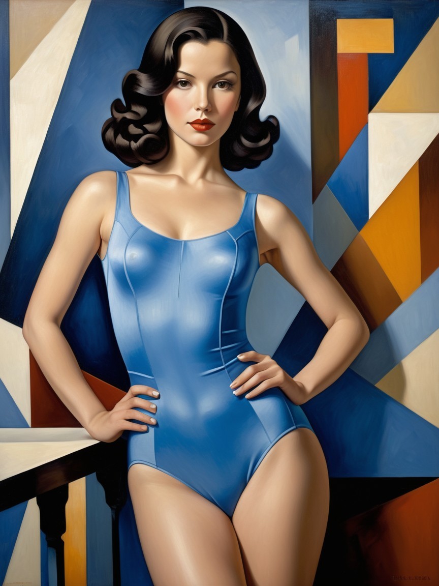 Portrait of a Confident Woman in a Blue Swimsuit