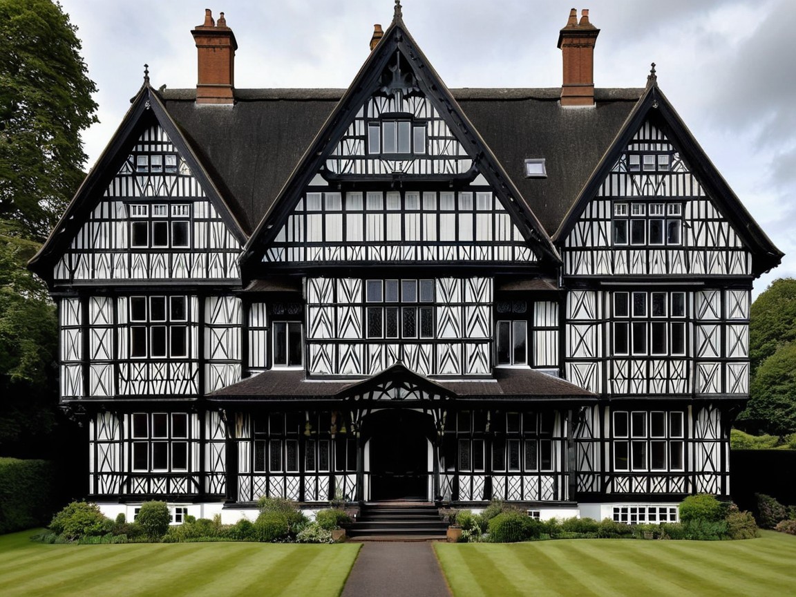 Classic Tudor-Style Mansion with Timber-Framed Facade