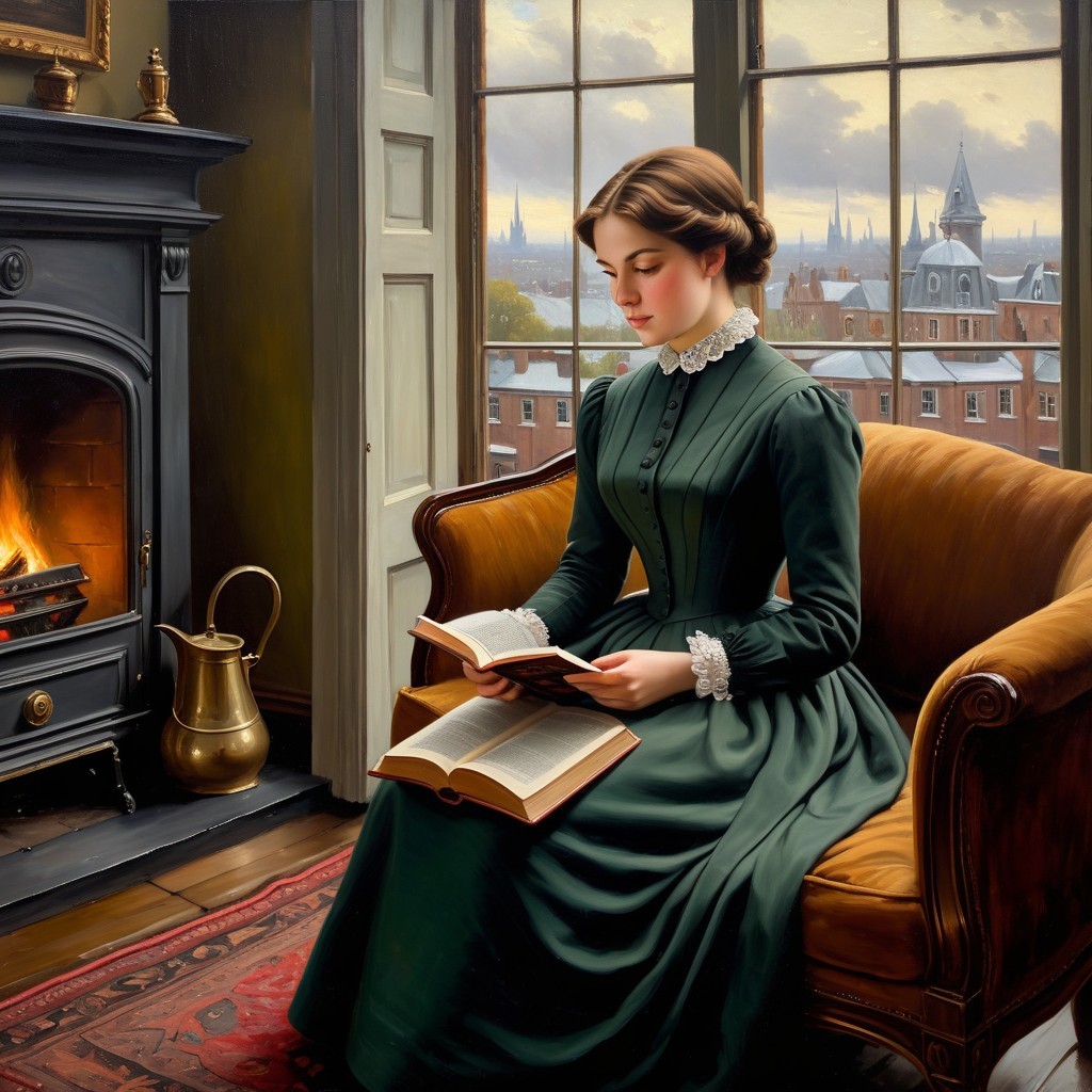 Full body portrait of a woman in Victorian dress