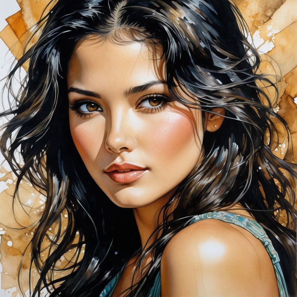 Close-Up Portrait of a Young Woman with Warm Colors