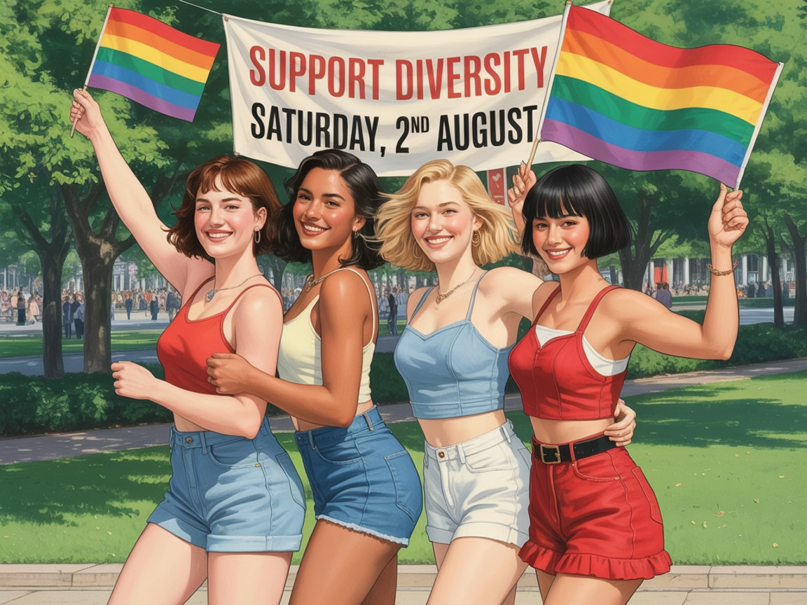 Celebration of Diversity with Rainbow Flags and Smiles