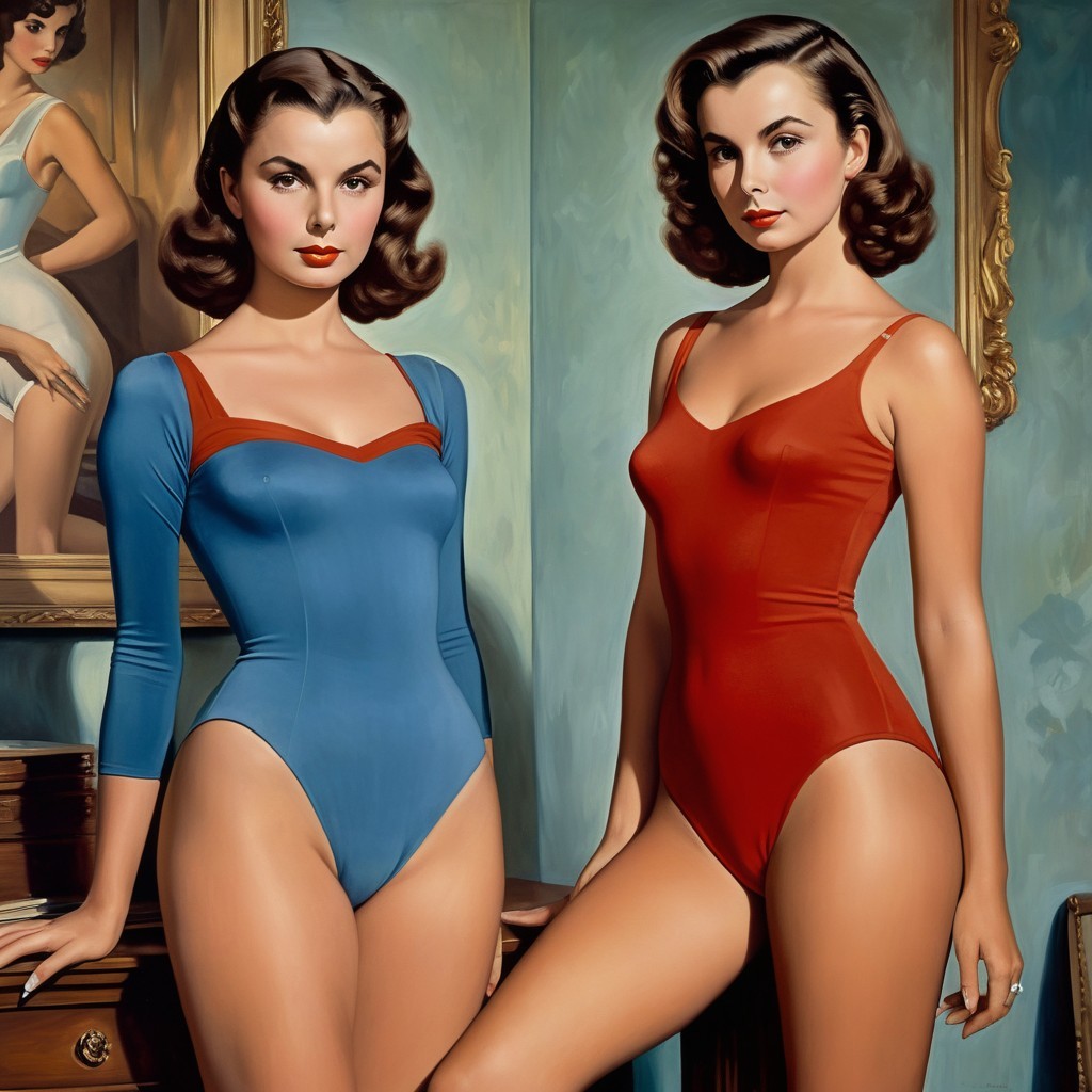 Vintage Swimsuit Fashion with Classic Pin-Up Aesthetic