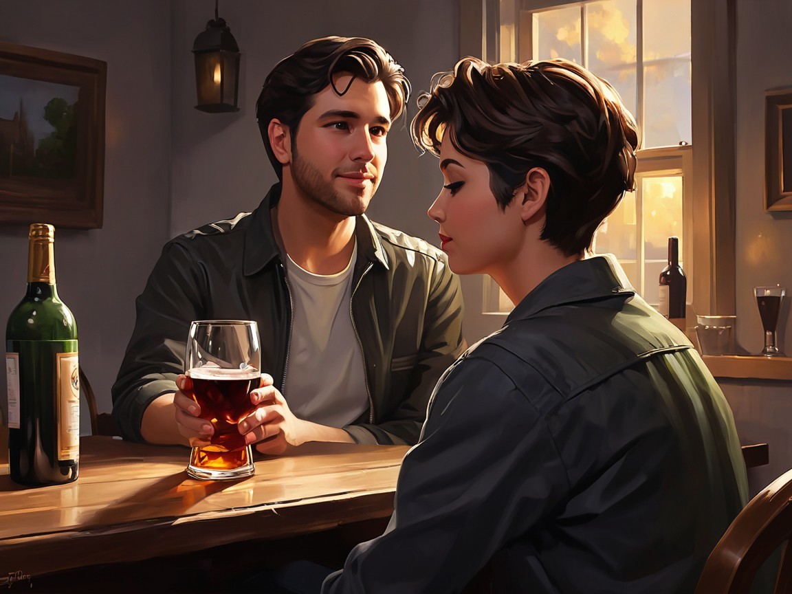 Cozy Conversation in Sunlit Room with Beverages