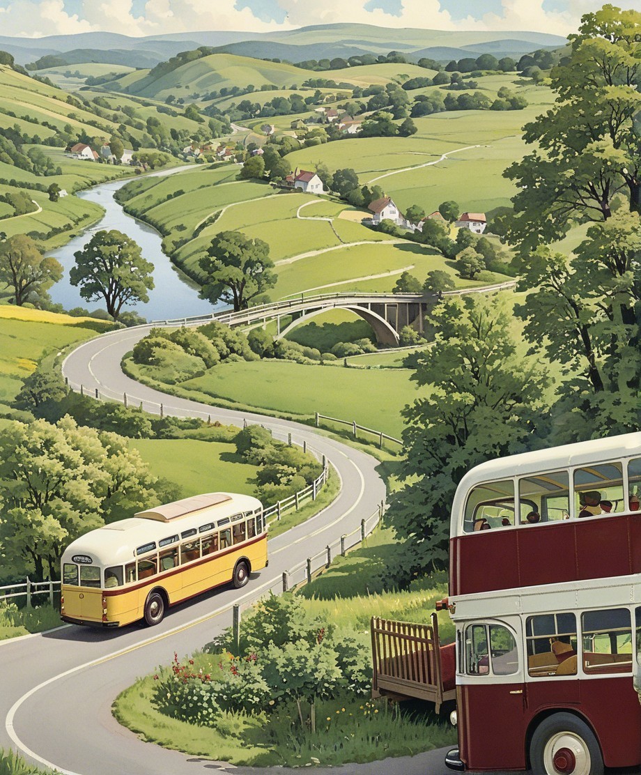 Scenic Landscape with Rolling Hills and Winding River
