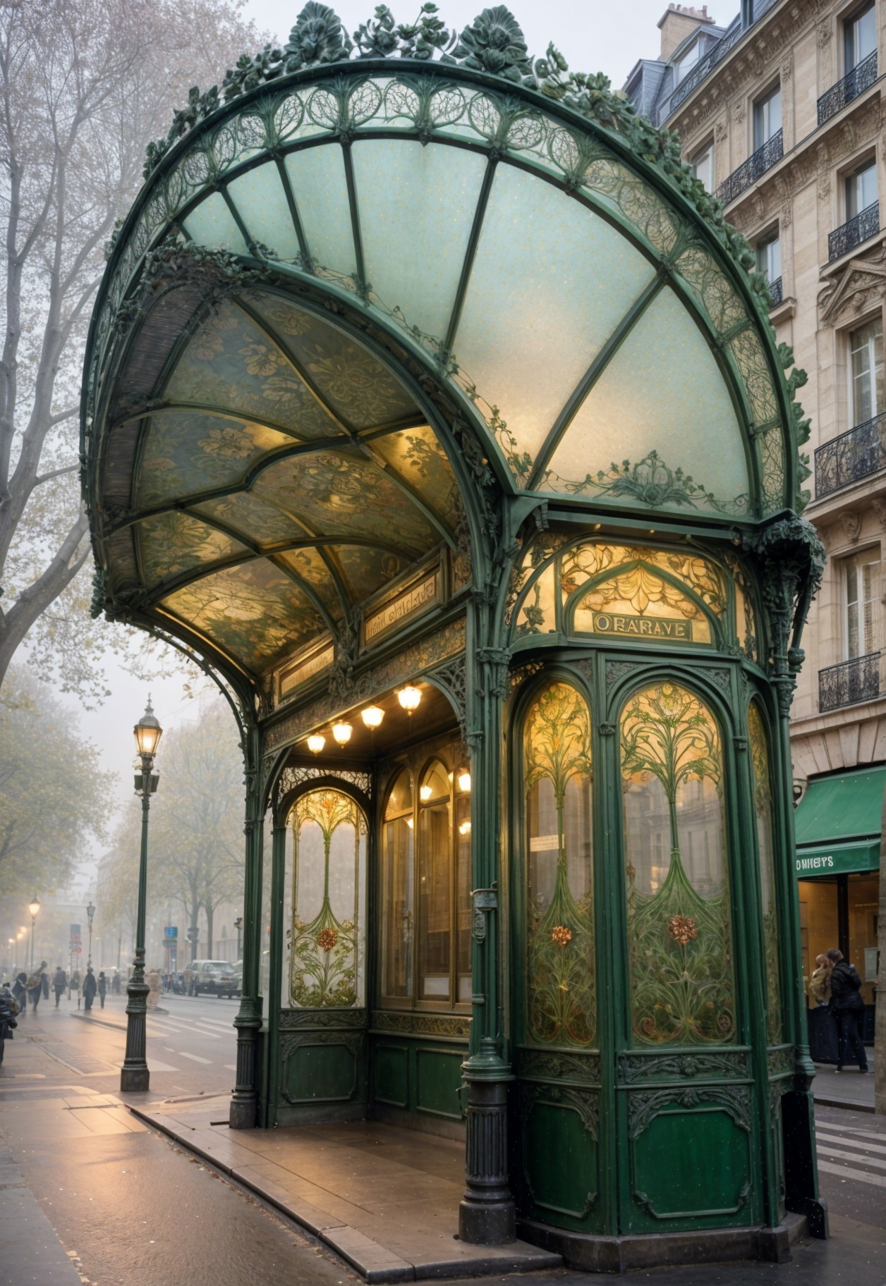 Vintage Parisian Metro Station Entrance Design