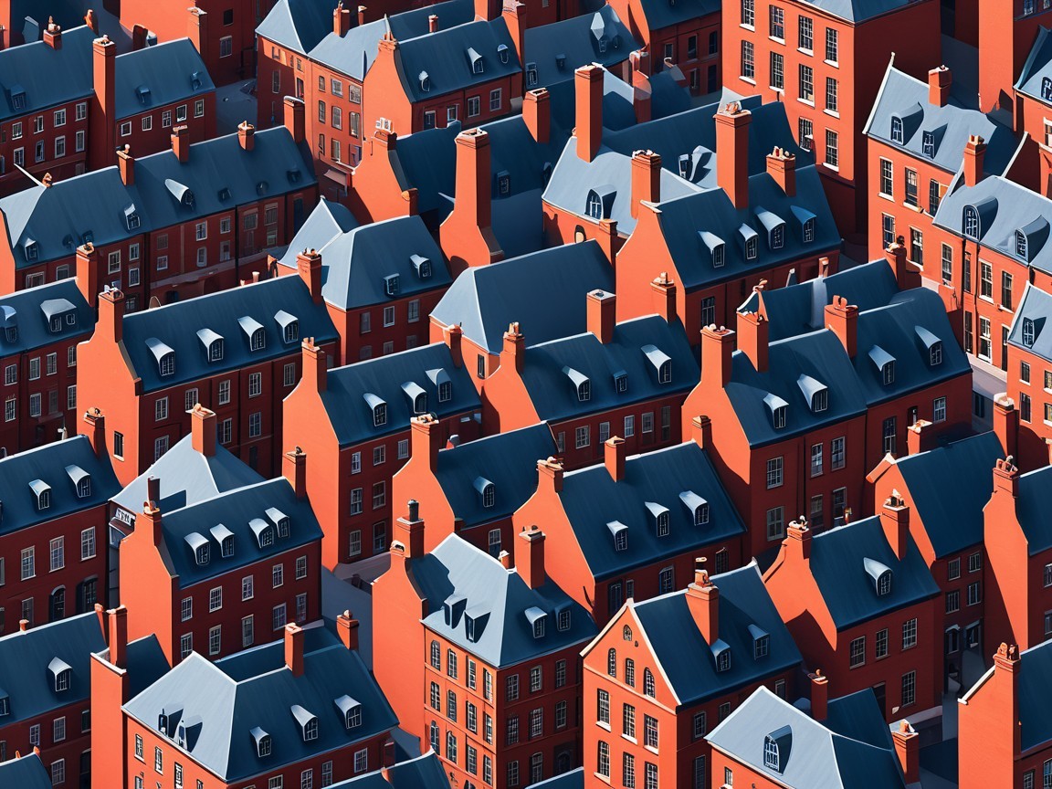 Aerial View of Densely Packed Residential Buildings