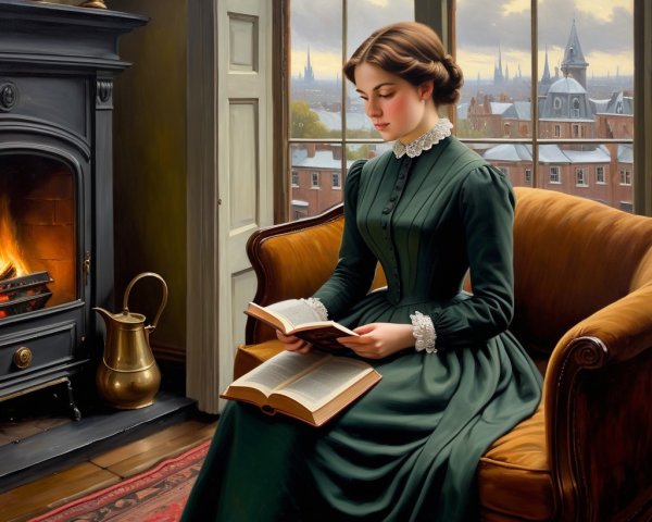 Full body portrait of a woman in Victorian dress