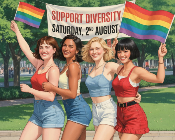 Celebration of Diversity with Rainbow Flags and Smiles