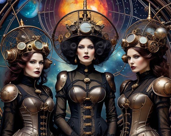 Steampunk Aesthetic with Elegant Women in Corsets