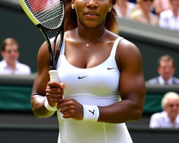Female Tennis Player in White Outfit on Court