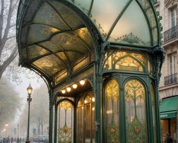 Vintage Parisian Metro Station Entrance Design