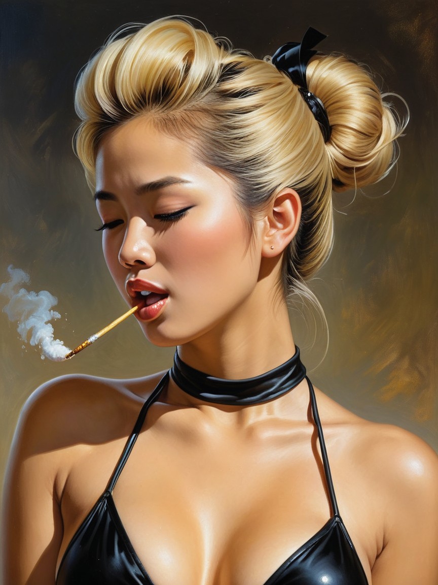 Young Woman in Stylish Updo and Sleek Swimsuit