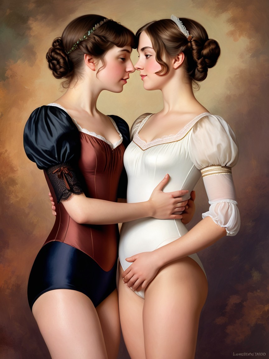 Elegant Women in Vintage-Inspired Attire Together