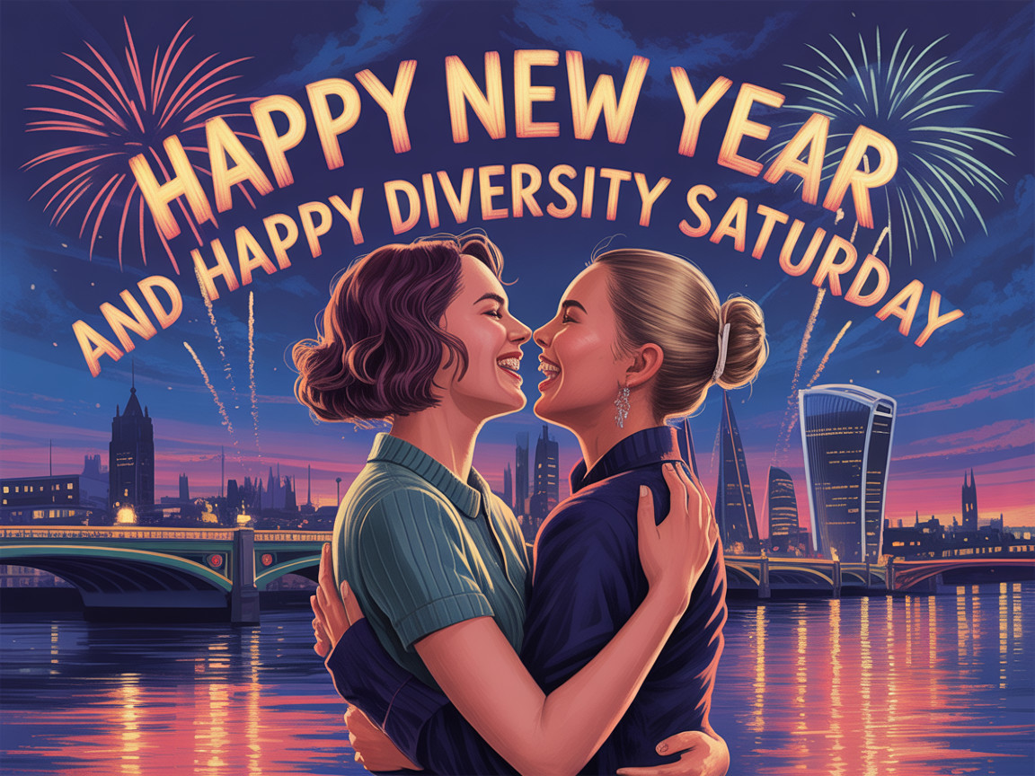 Digital painting of two women embracing at night