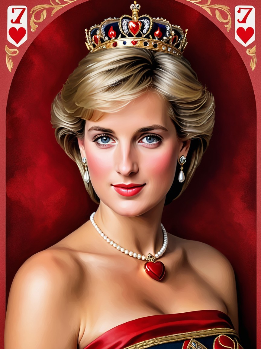 Lady Diana Portrait as Queen of Hearts in Red Gown