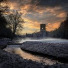 Serene Winter Landscape with Church and Frosted Trees