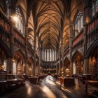 Grand Library with Vaulted Ceilings and Stained Glass