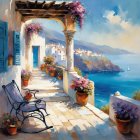 Coastal Scene with Pathway and Rocking Chair