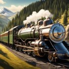 Vintage steam locomotive on scenic railway in nature