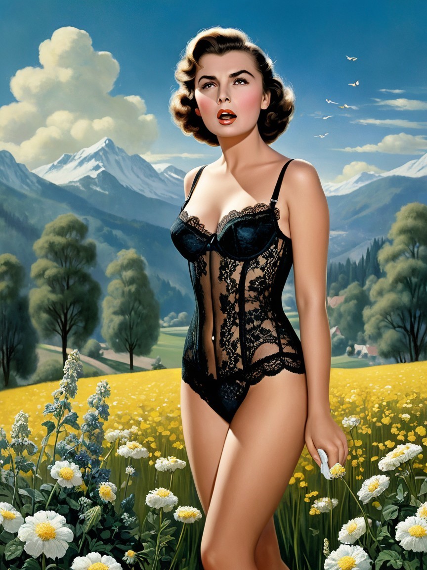 Vintage-Inspired Elegance in a Blooming Landscape