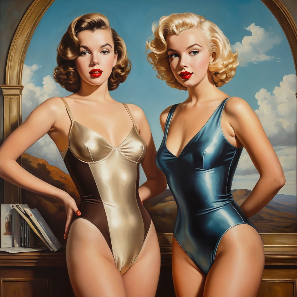 Vibrant Painting of Glamorous Women in Swimsuits