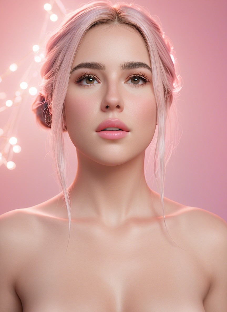 Close-up Portrait of a Young Woman with Pink Hair