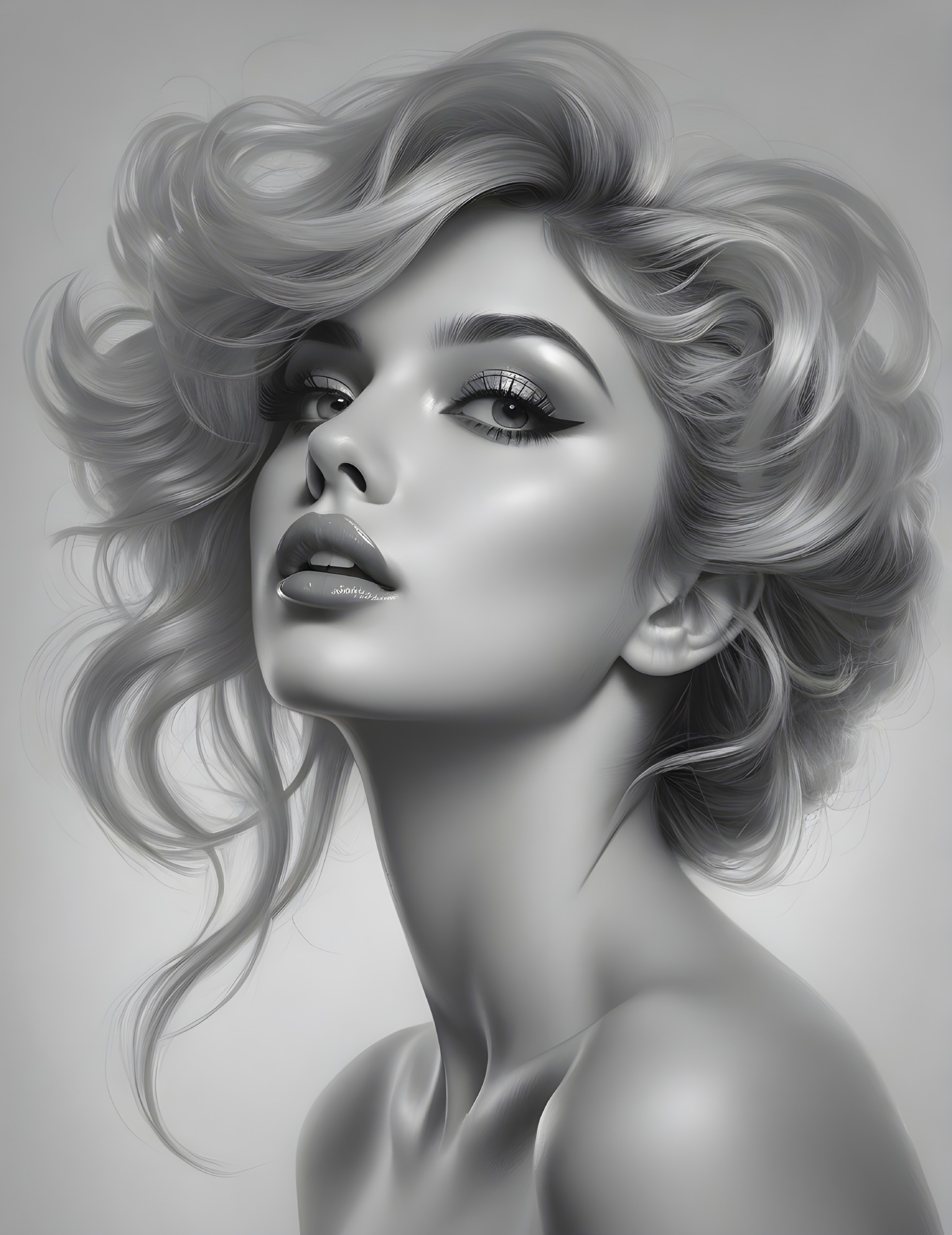 Black and White Portrait of a Glamorous Woman