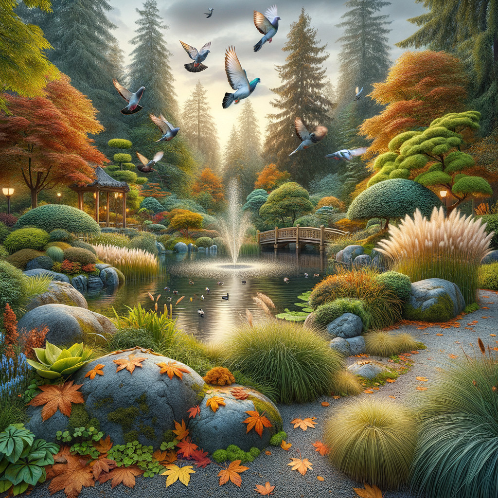 Tranquil Pond Surrounded by Autumn Foliage and Nature