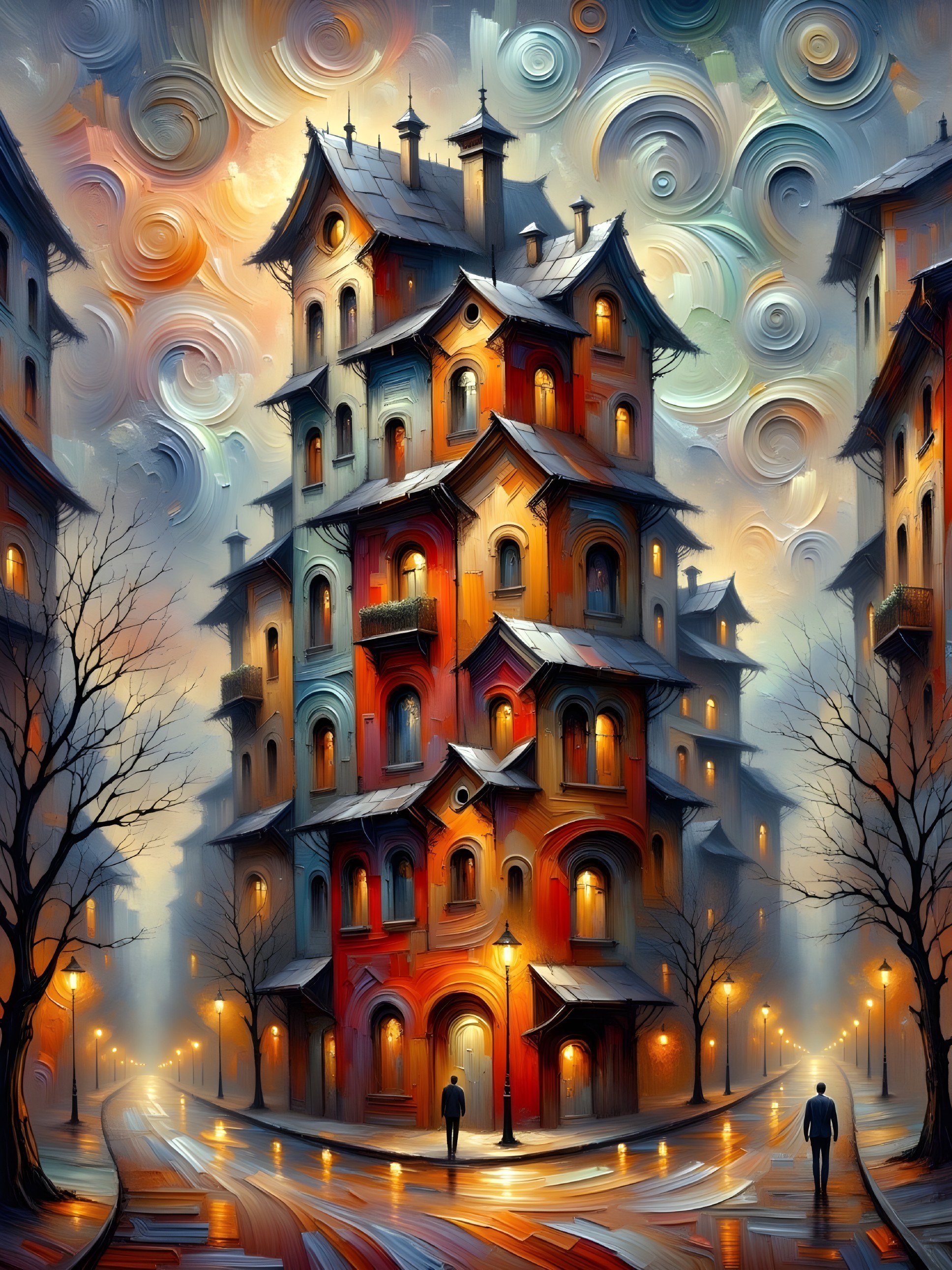 Whimsical Multi-Tiered Colorful Building Description