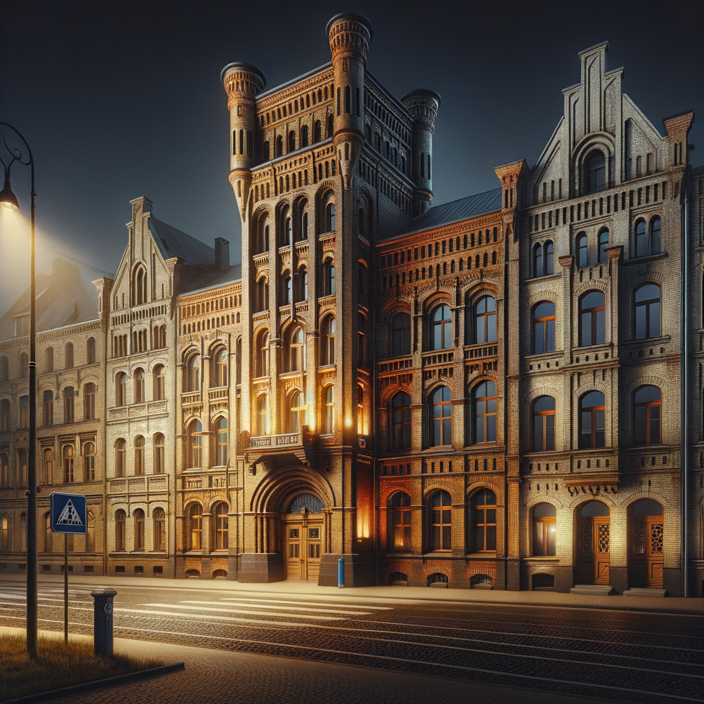 Historic Brick Building with Intricate Architectural Details