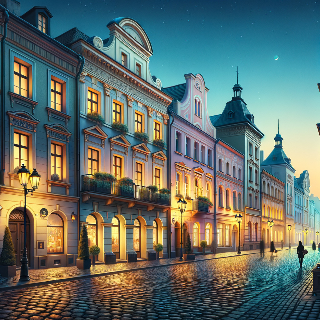 Charming Cobblestone Street with Elegant Architecture