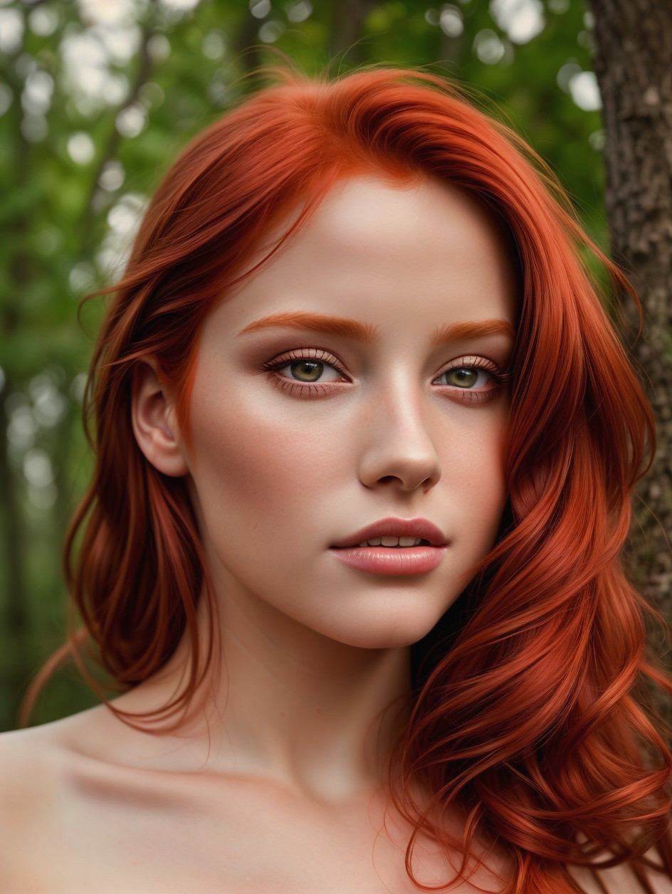 Close-Up Portrait of a Young Woman with Red Hair