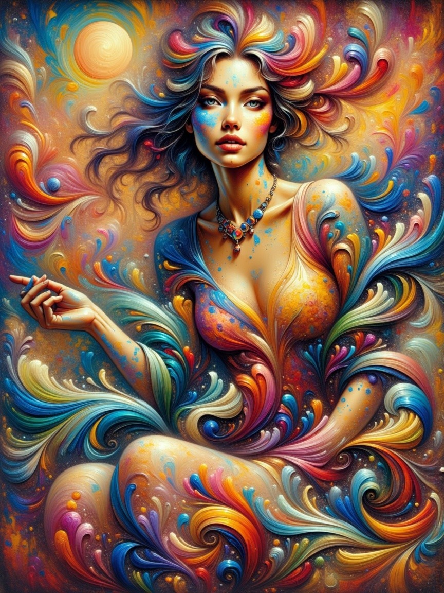 Vibrant Artistic Depiction of a Confident Woman