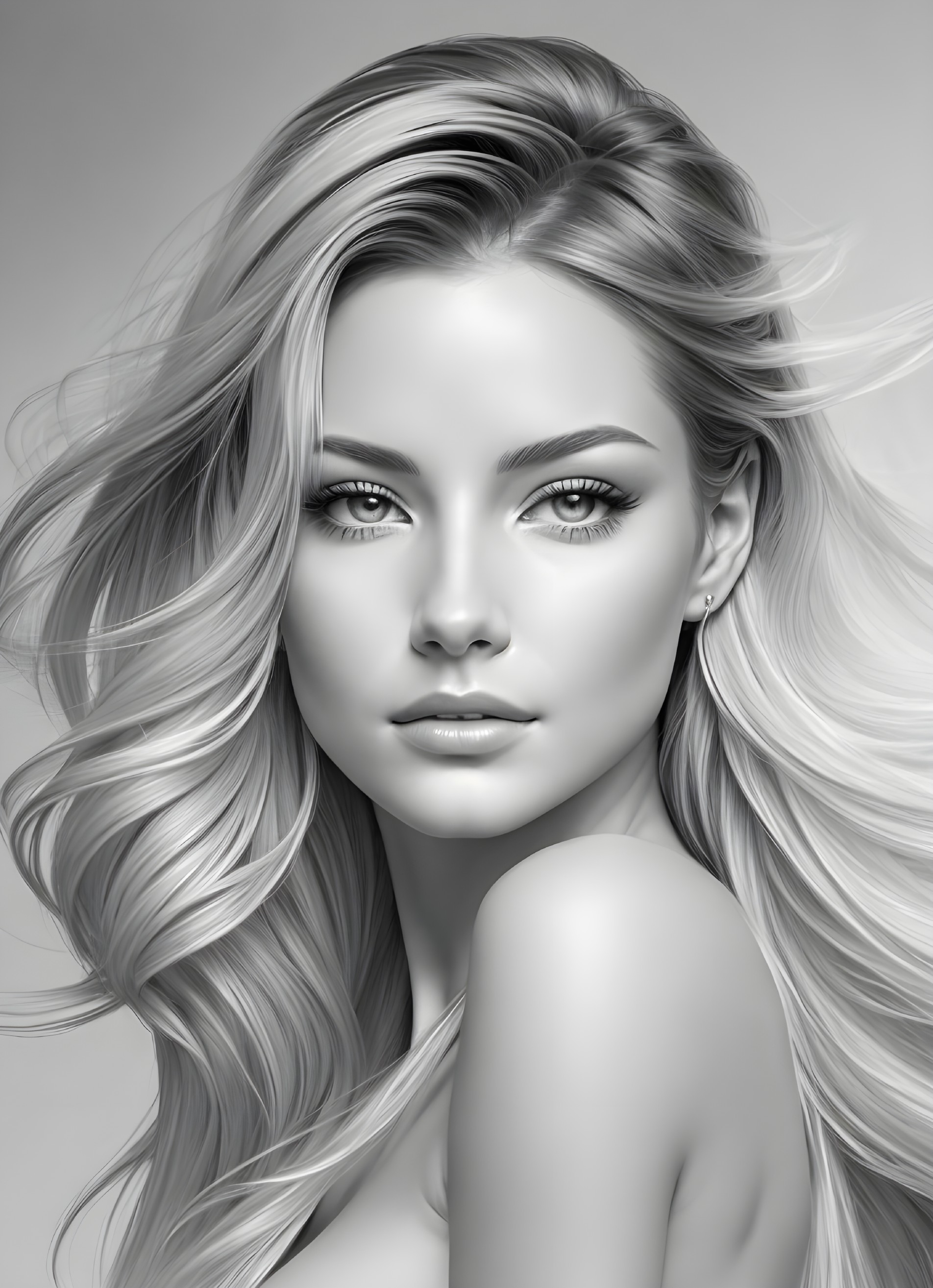 Black and White Portrait of a Young Woman