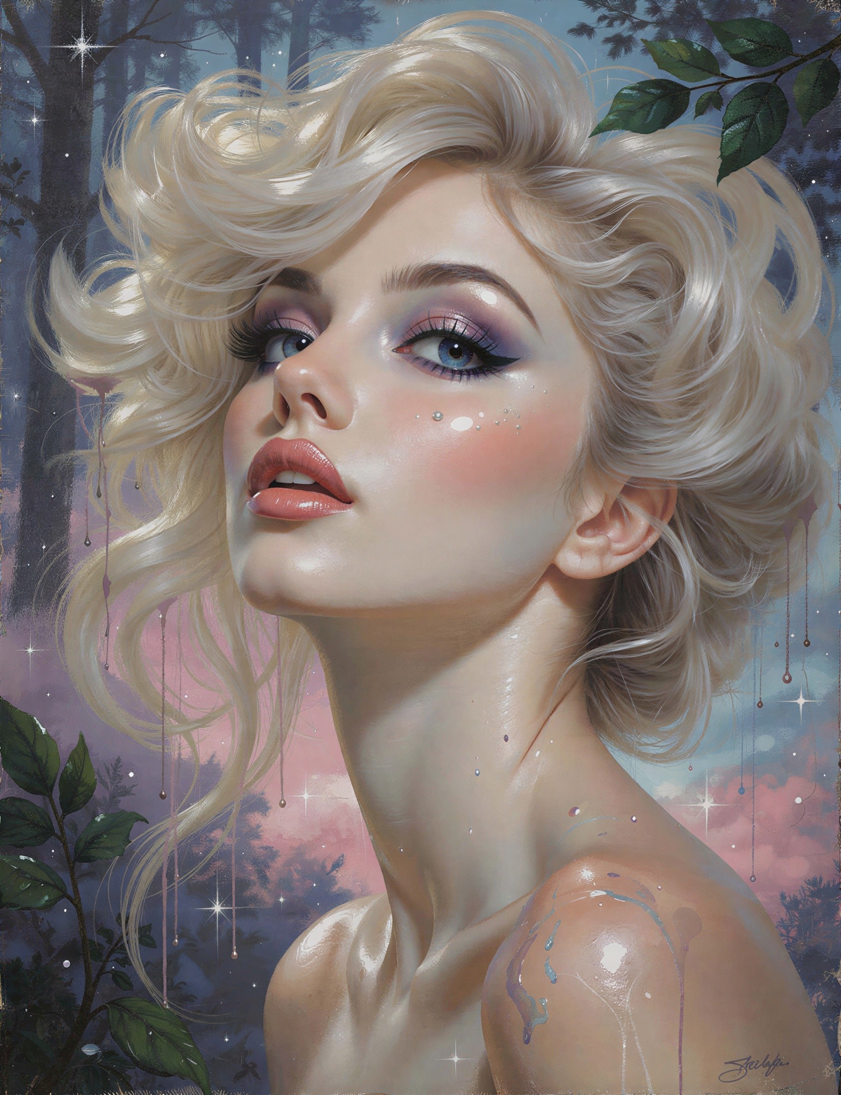 Digital Portrait of Young Woman in Forest Setting