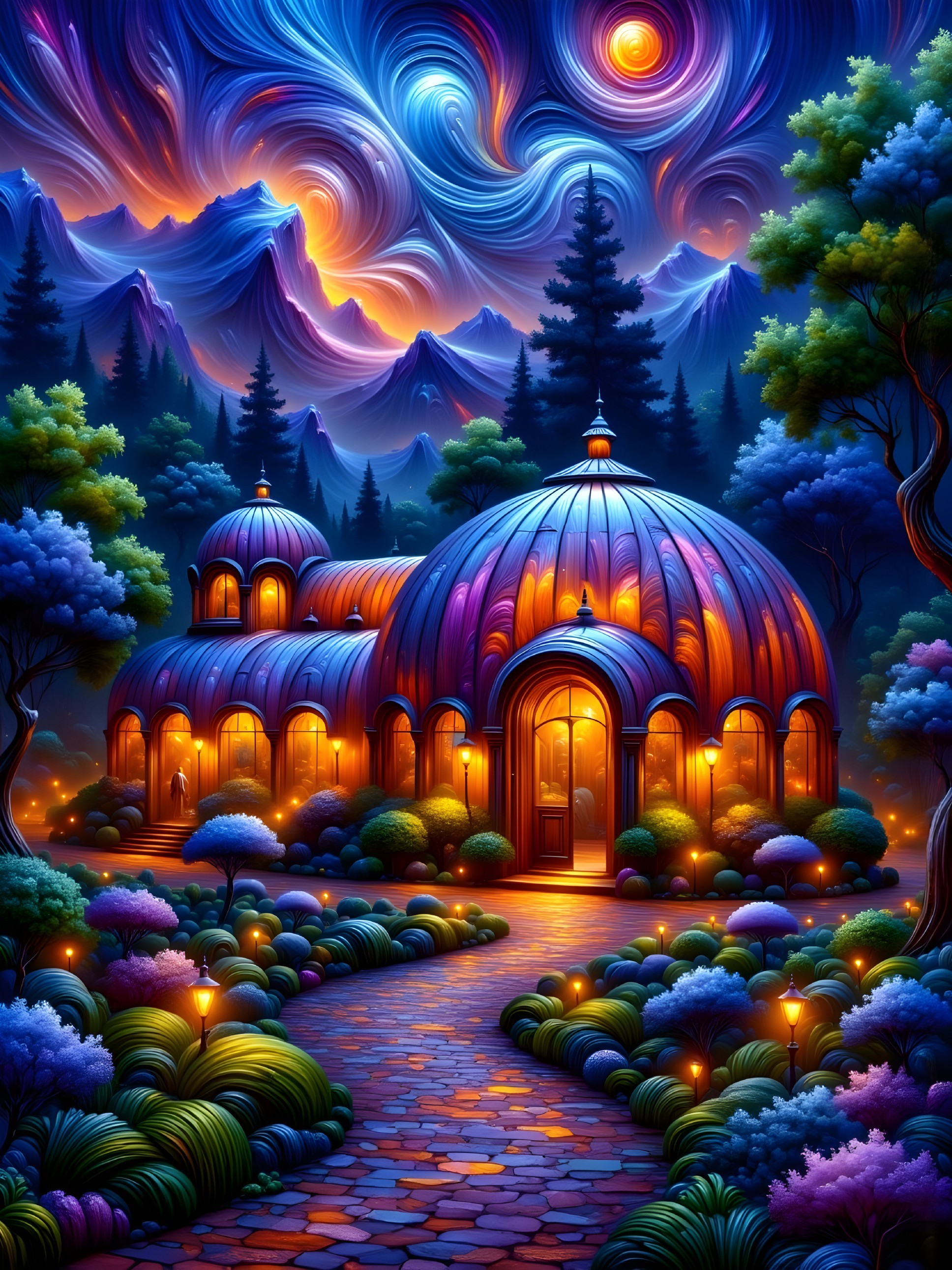 Colorful Domed Building in Enchanting Landscape