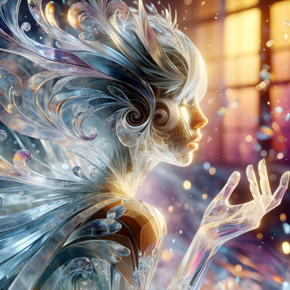 Ethereal figure with delicate wings and flowing hair