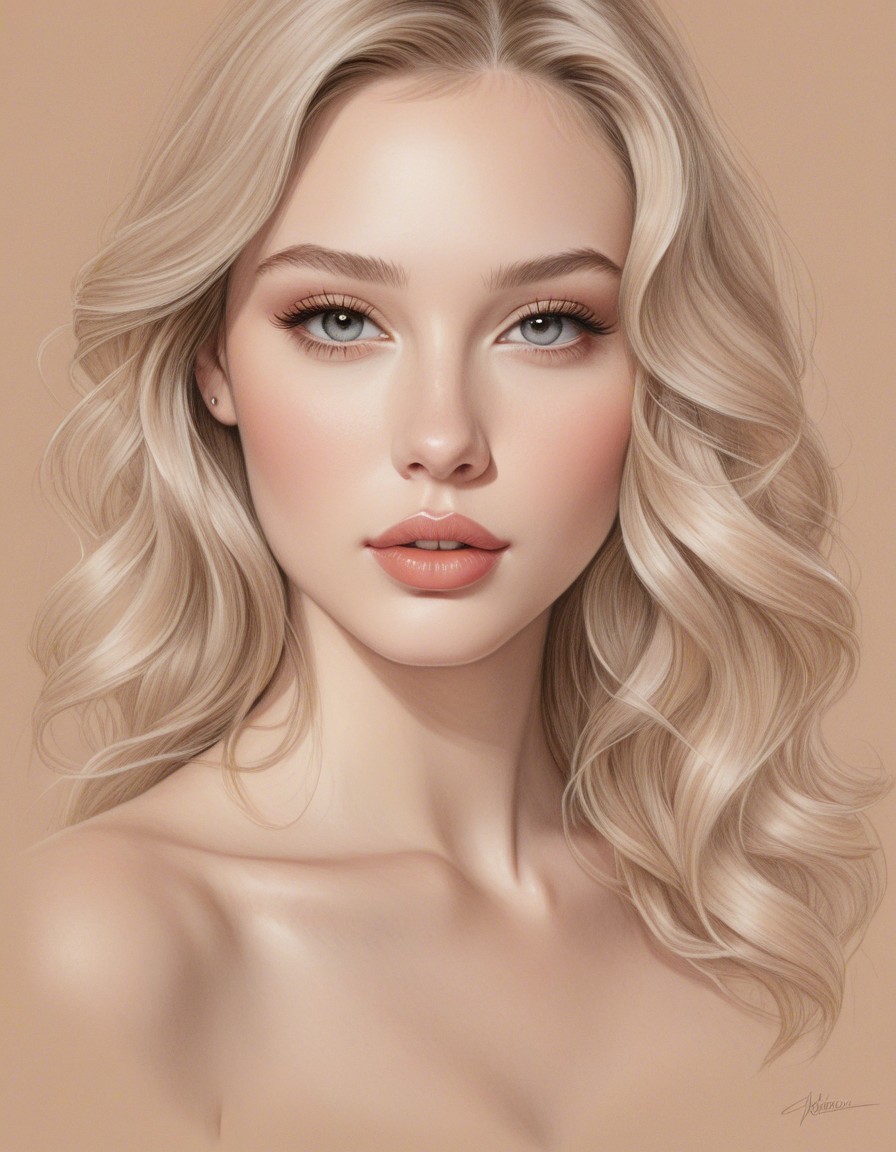 Portrait of a Young Woman with Blonde Hair and Blue Eyes
