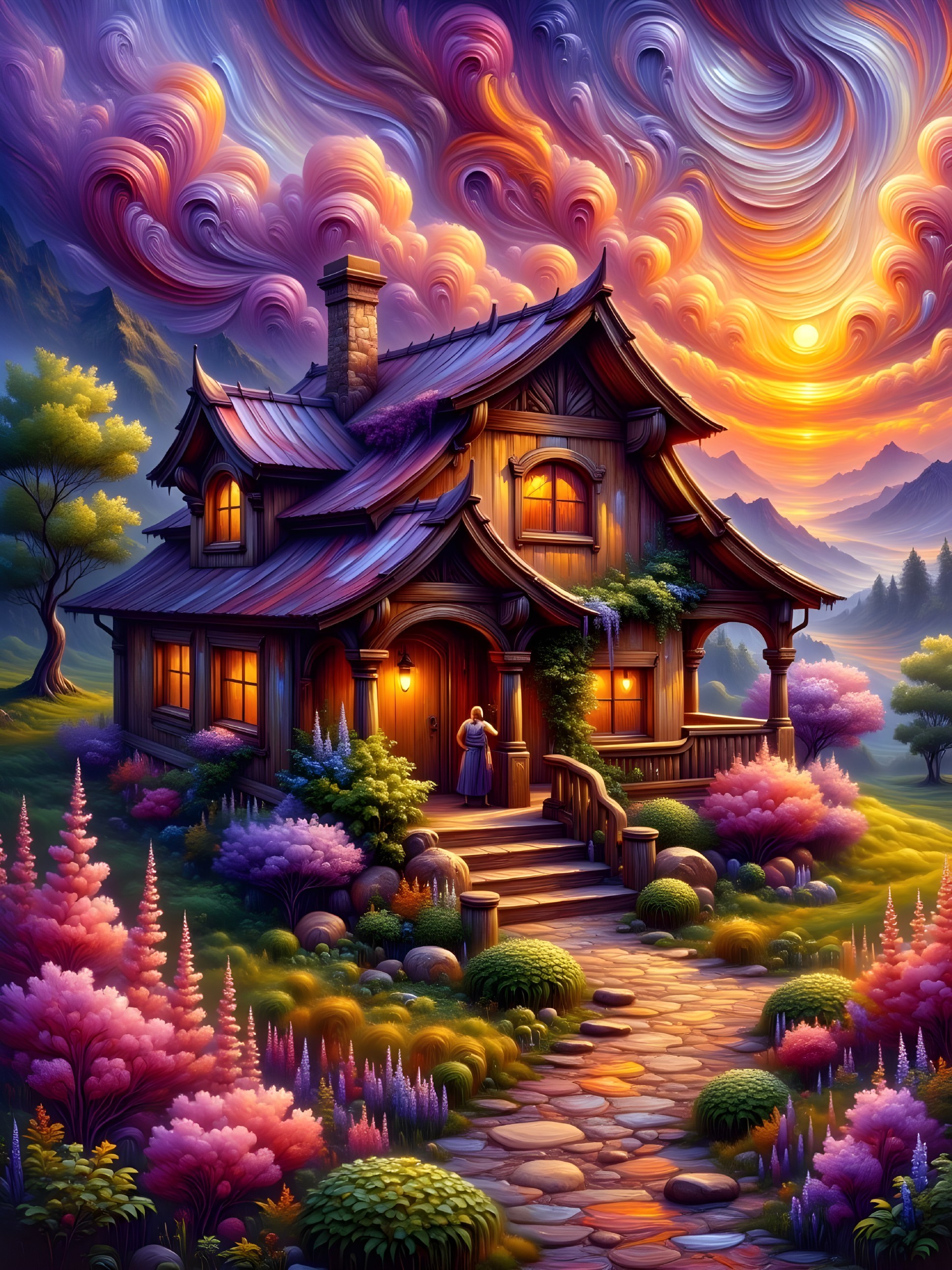 Whimsical Cottage in a Vibrant Natural Landscape