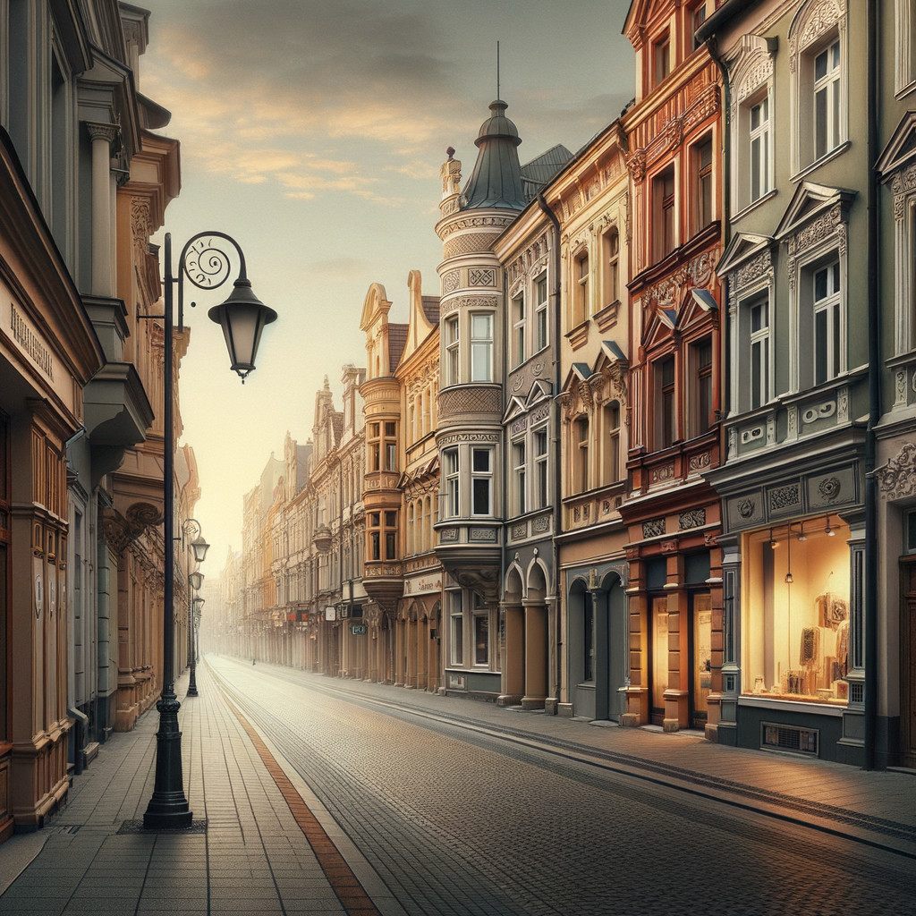 Historic Street Scene with Elegant Architecture and Light
