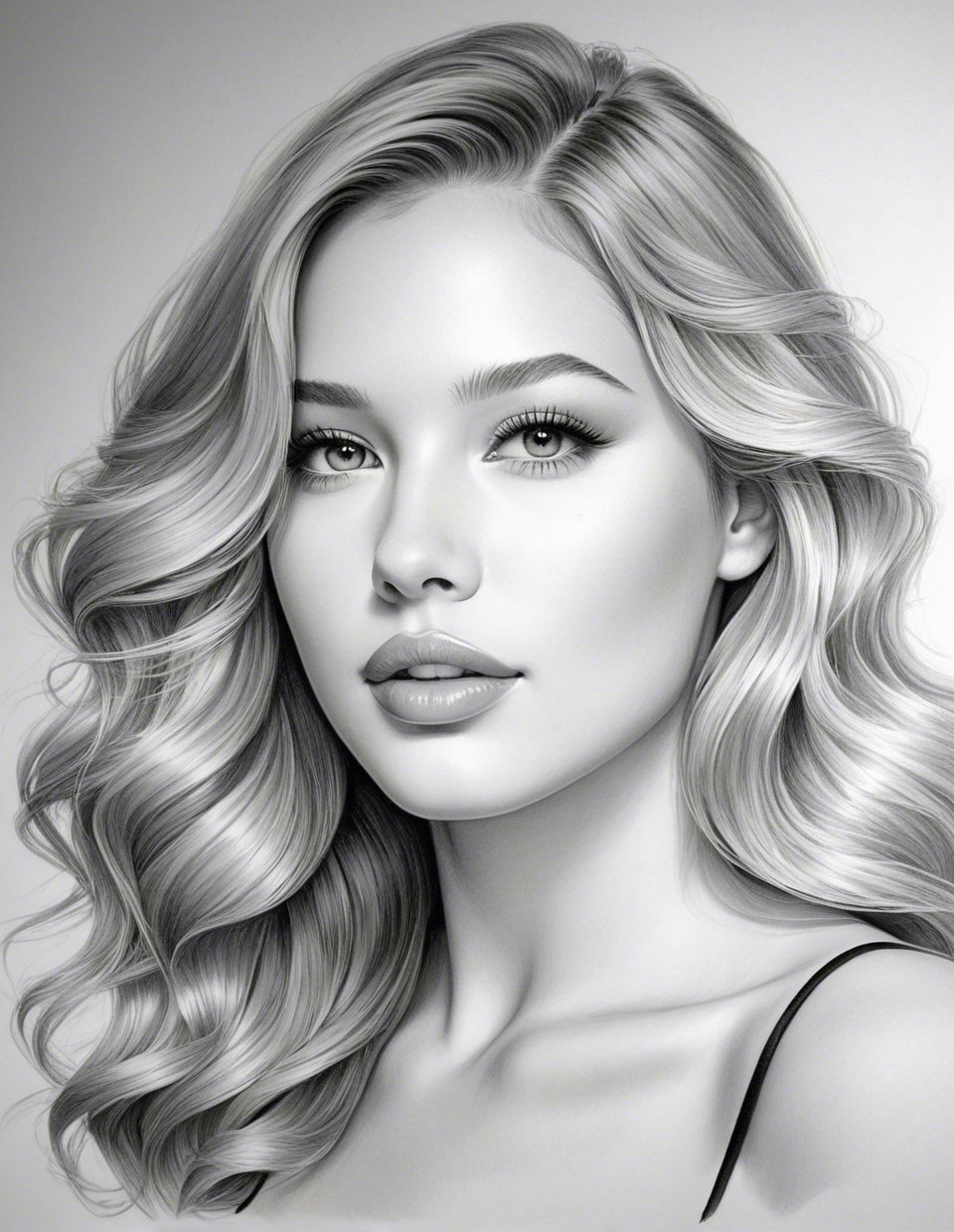 Black-and-white portrait of a young woman with elegance